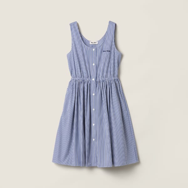 Vertical stripe poplin mini-dress